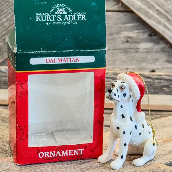 Vintage Kurt Adler Dalmatian Dog in Santa Hat Christmas Tree Ornament-3”H - Picture 1 of 8